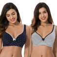 thumbnail image 1 of Curve Muse Women’s Unlined Plus Size Comfort Cotton Underwire Bra-Navy/White,Grey-40C, 1 of 7