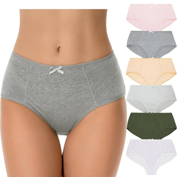 Curve Muse Womens Plus Size 100% Cotton High Waist Hipster Briefs Panties-6PK-PACKA-XXXL