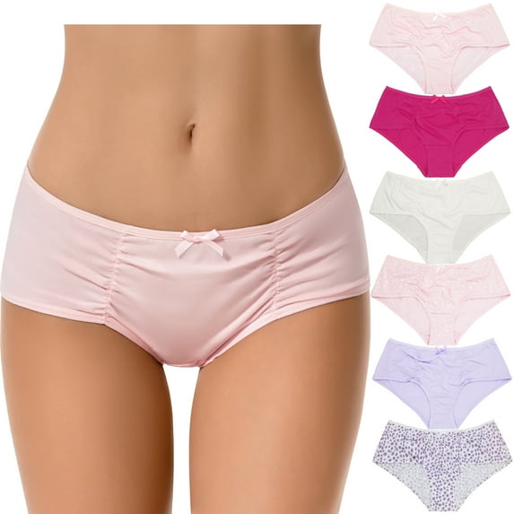 Curve Muse Womens Plus Size 100% Cotton Mid Waist Hipster Panties Underwear-6PK-PACKA-XL
