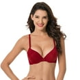 thumbnail image 1 of Curve Muse Womens Plus Size Perfect Shape Add 1 Cup Push Up Underwire Tshirt Bra-1PK-Burgundy-34D, 1 of 6