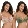 thumbnail image 1 of Curve Muse Womens Plus Size Unlined Semi-Sheer Balconette Underwire Lace Bra-2PK-DEEP GREEN,NUDE-36C, 1 of 7