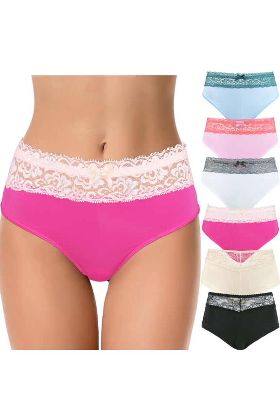 Womens Sexy Lace Bikini Boyshort Hipster Briefs Panties Underwear-6PCS-PACKB-S/5