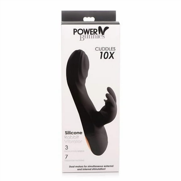 Curve Toys Power Bunny Cuddles Rechargeable Silicone Rabbit Vibrator Black