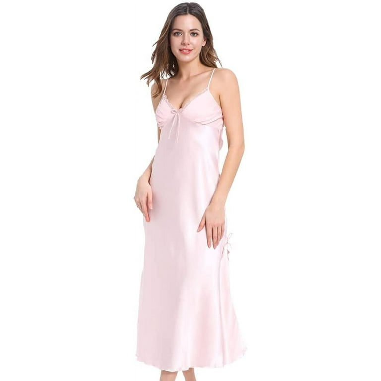 Curv Sexy Chemise Plus Size Silk Nightgowns for Women Long