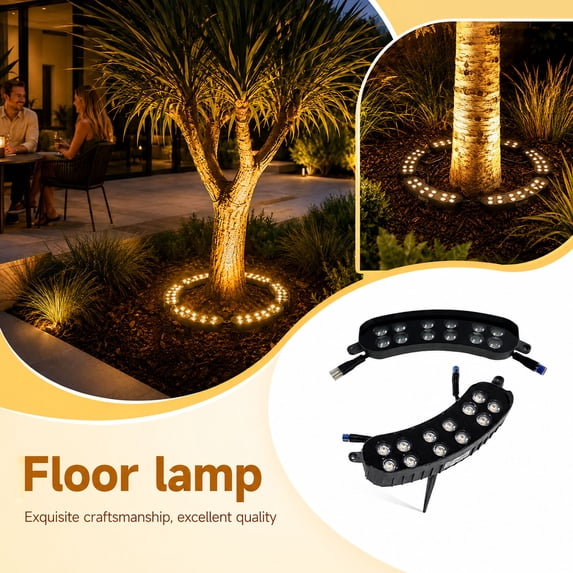 Curved 12-Led Outdoor Spotlight with Waterproof Housing, Black, for Yard and Garden Landscape Lighting