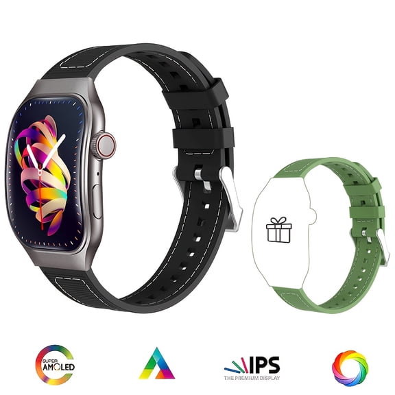 Curved 2.01" Smartwatch with Free Extra Strap - Calls, Notifications, Fitness Tracker, Music Control for Android iPhone
