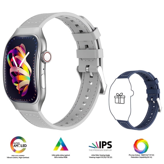 Curved 2.01" Smartwatch with Free Extra Strap - Calls, Notifications, Fitness Tracker, Music Control for Android iPhone