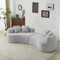 thumbnail image 1 of Curved 4-Seater Grey Full Compression Sponge Sofa, Teddy Velvet, No Assembly, 1 of 9