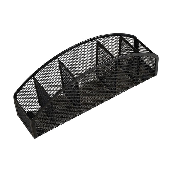 Curved 5-Section Metal Mesh Desk Organizer, Semi-Circle Pen and Supply Tray for Office and Home, Unique Desktop Storage with Dividers, Stylish Workspace Gift Idea