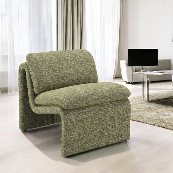 Curved Accent Chair with Modern Elegance - Contemporary Living Room Lounge Chair, Upholstered Barrel Chair, Stylish Comfortable Seating