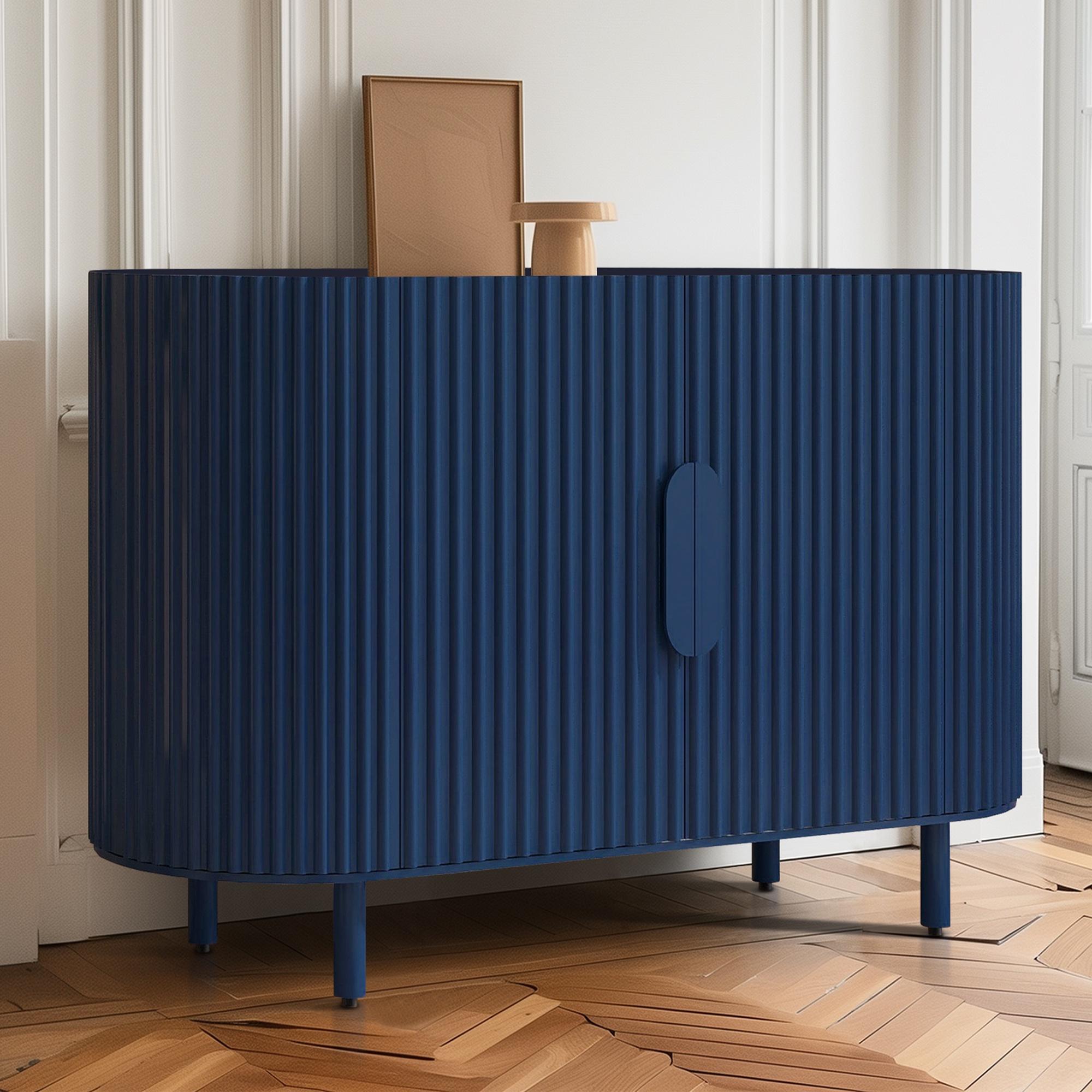 Curved Accent Storage Cabinet, TUANLUO Buffet Sideboard Cabinet, Wood ...