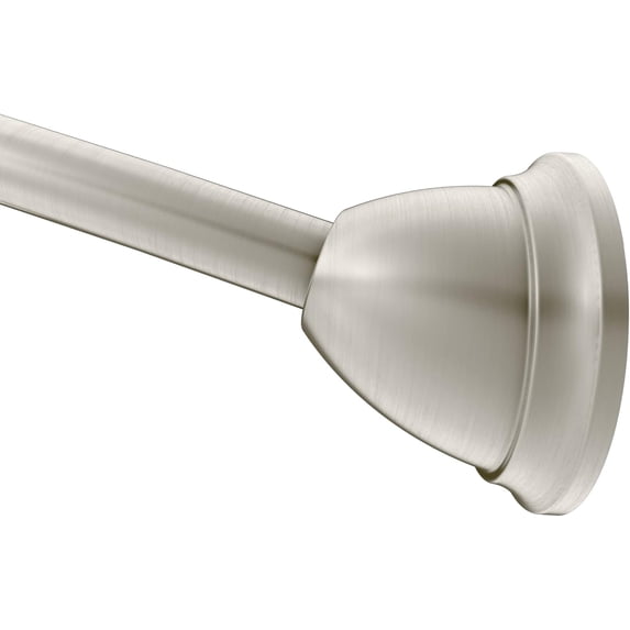 Curved Adjustable Single Shower Curtain Rod Brushed Nickel