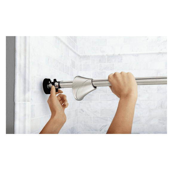 Curved Adjustable Spring Tension No Drill Shower Curtain Rod for Bathroom, Brushed Nickel Finish