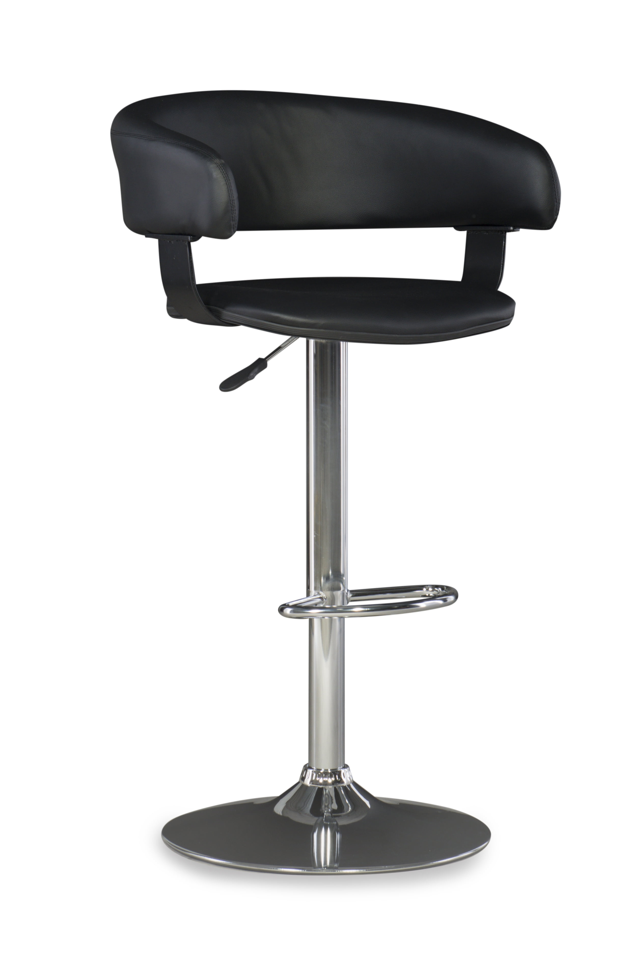 Powell Black Faux Leather Adjustable Swivel Bar Stool with Chrome Frame
