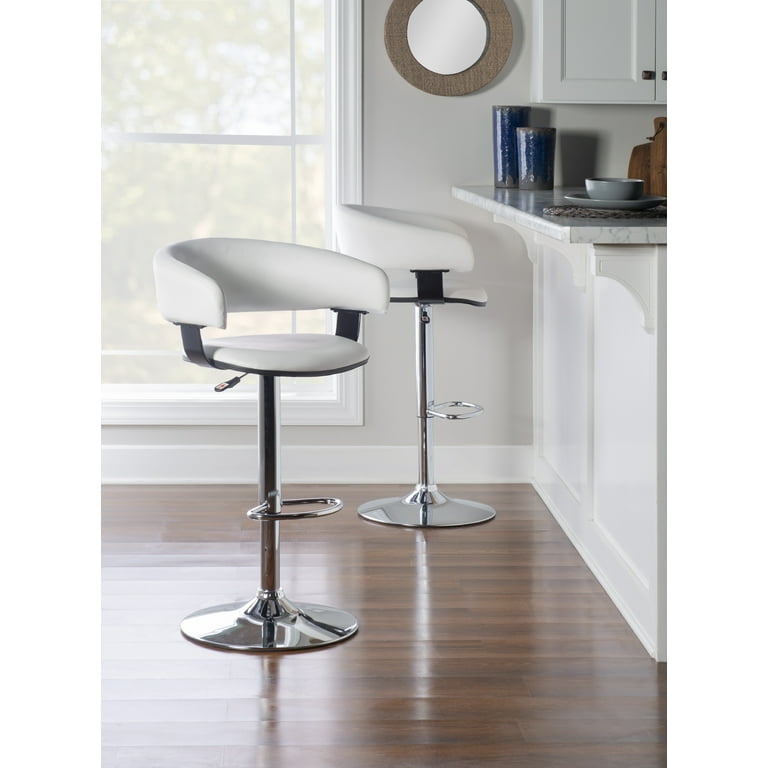 White leather best sale chrome bar stools