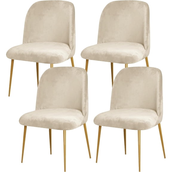 Curved Back Chair Covers for Dining Room, Mid Century Modern Chair Slipcovers, Semi Circle Back Chair Seat Protector for Kitchen Living Room (4, Beige)