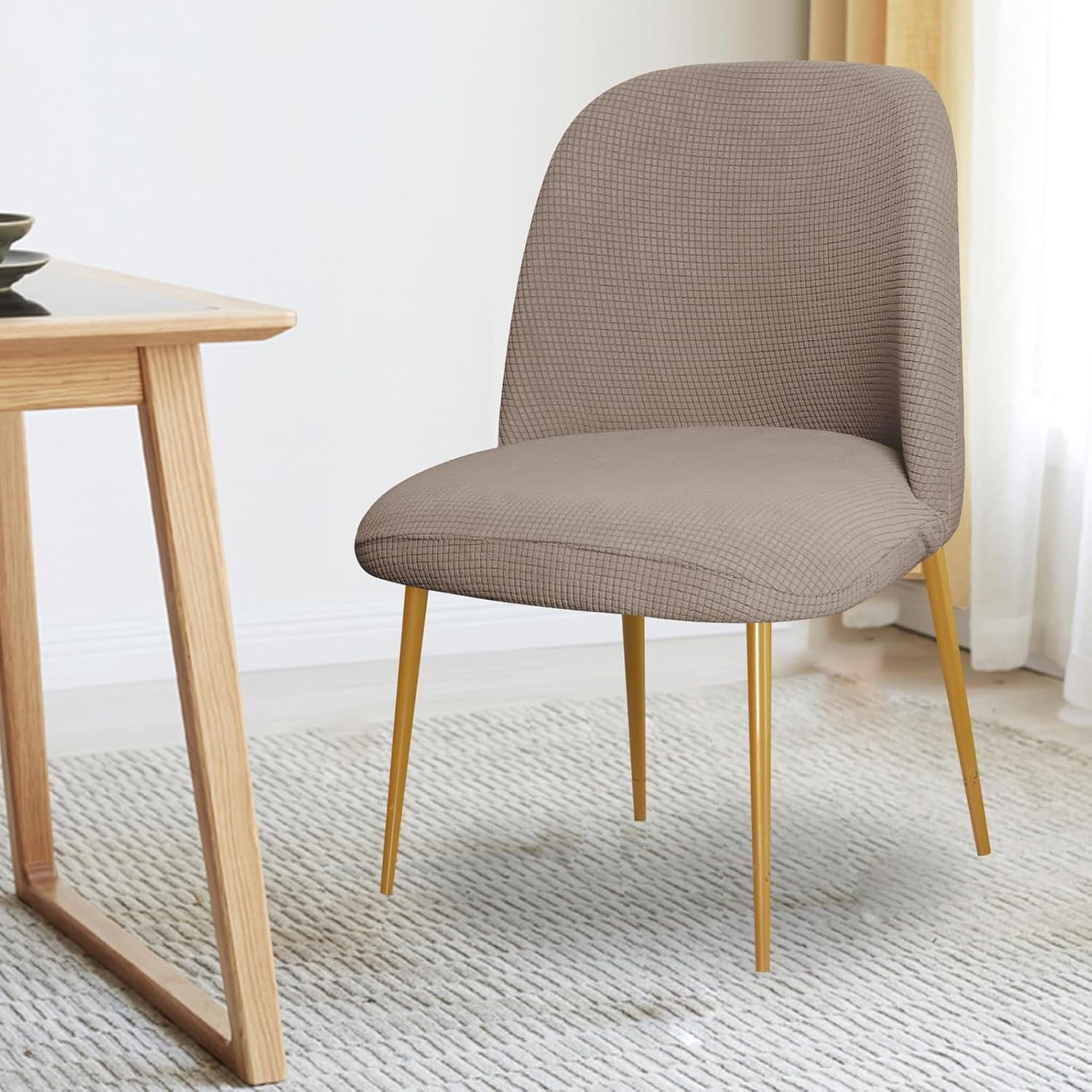 Curved Back Chair Covers For Dining Chairs Set Of 1/2/4/6, Semi Circle