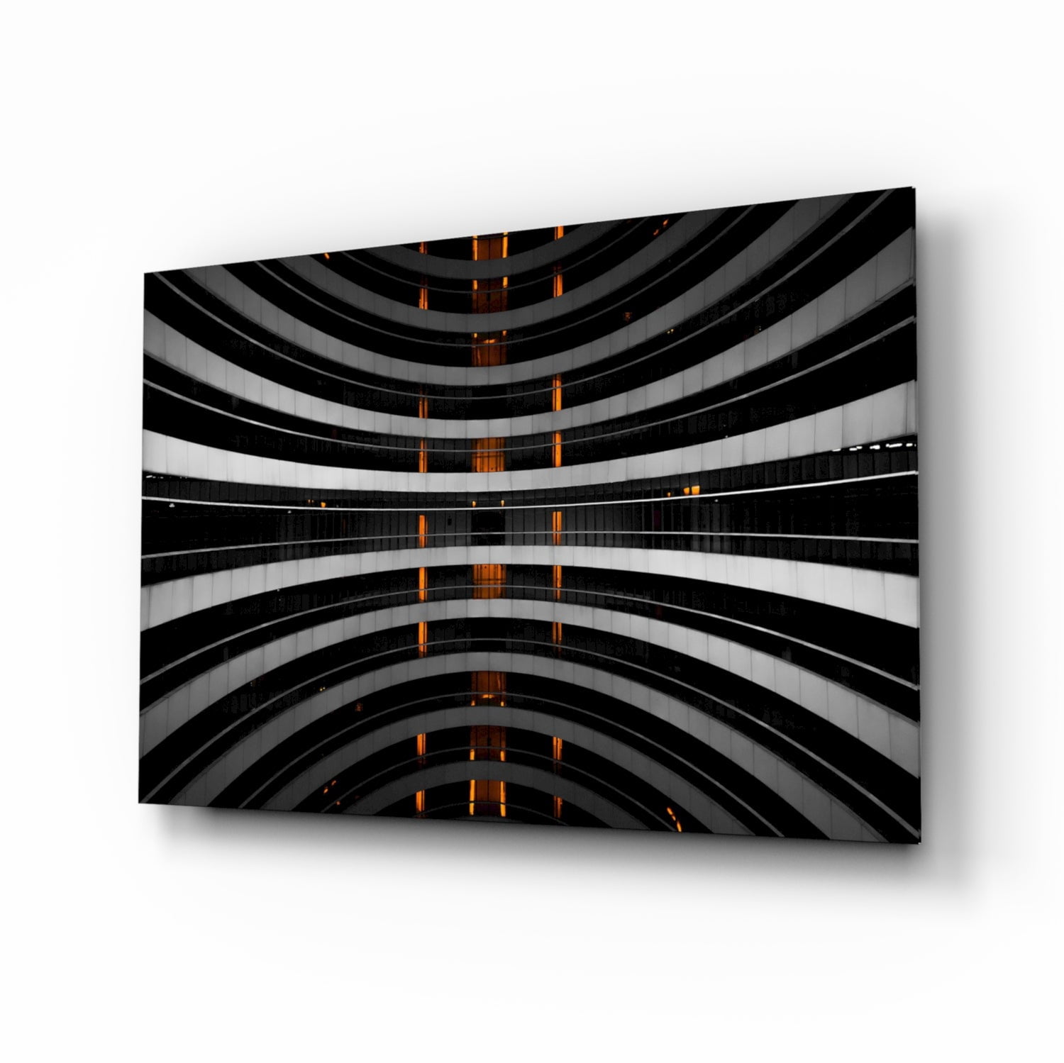 Curved Balconies Amber Lights Glass Wall Art - Walmart.com