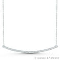 thumbnail image 1 of Curved Bar Cubic Zirconia CZ Crystal Pave Pendant & Chain Necklace in .925 Sterling Silver w/ Rhodium, 1 of 1