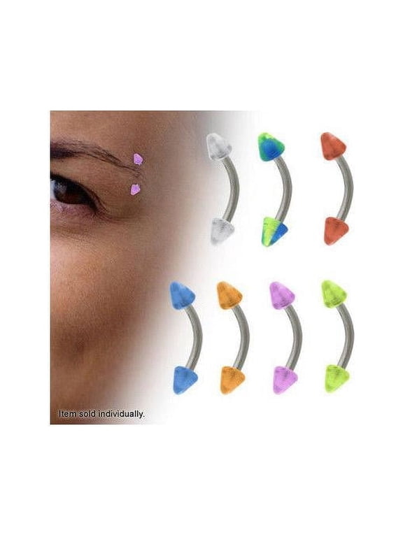 Curved Barbell 16G Eyebrow Ring with Acrylic Spike Beads - 7 Colors Available