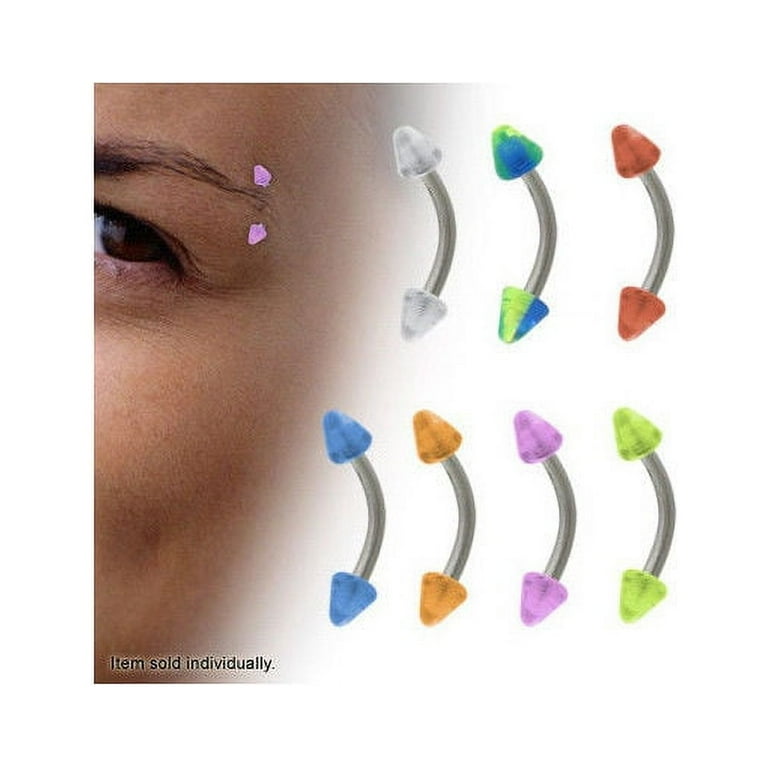 Surgical Steel Curved Barbell with UV Acrylic Spikes Surgical Steel Curved Barbell with UV Acrylic Spikes