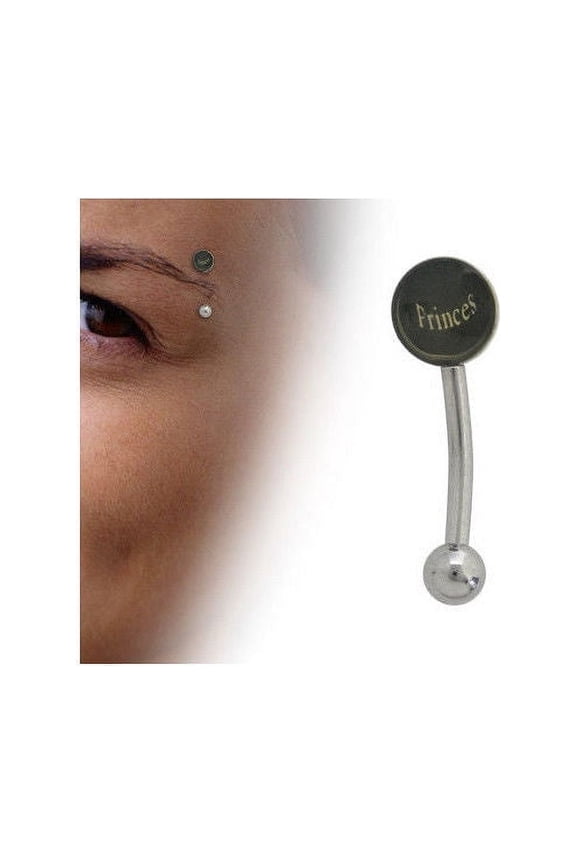 Curved Barbell 16G Eyebrow Ring with Princess Logo