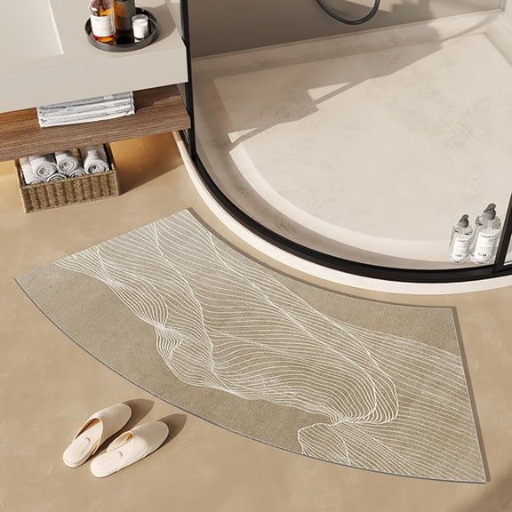 Curved Bath Mat for Round Shower,Quick Dry Non Slip Corner Shower Mats Comfortable Diatom Mud Microfiber Semi-Circular Bath Mat