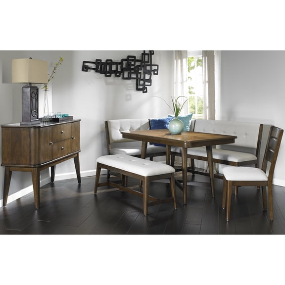 Curved Bench For Mid-century Modern Dining Experience - Beige Upholstered Solid Wood + Space Saving Feature Style Efficient