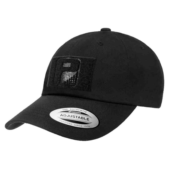 Dad Hat Brass Buckle Adjustable Hat by Pull Patch | Curved Bill Cap with 3x2 Inch Loop Panel for Morale Patches (Black)