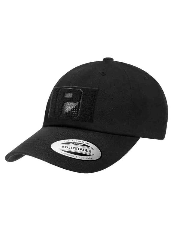 Dad Hat Brass Buckle Adjustable Hat by Pull Patch | Curved Bill Cap with 3x2 Inch Loop Panel for Morale Patches (Black)