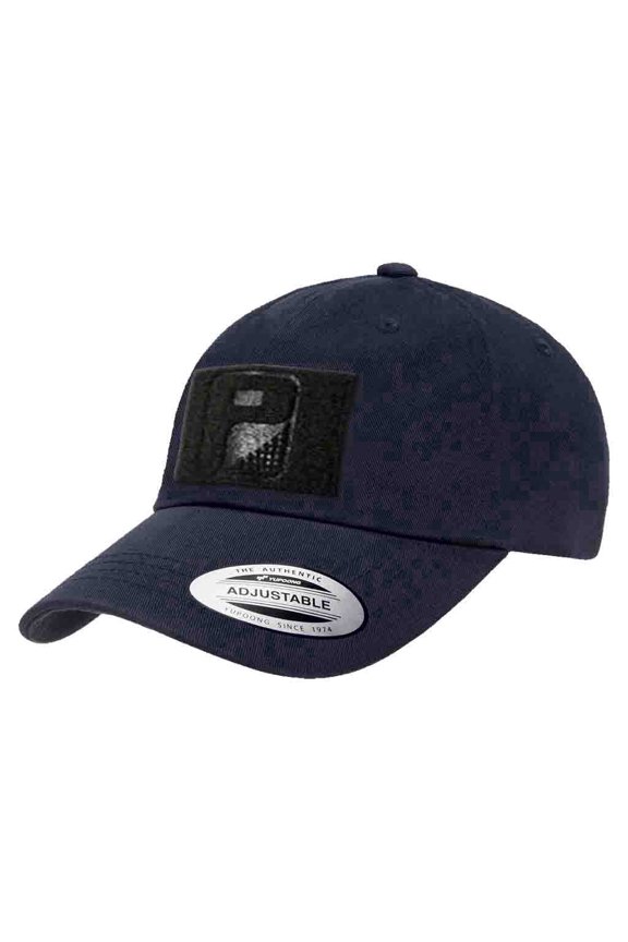 Dad Hat Brass Buckle Adjustable Hat by Pull Patch | Curved Bill Cap with 3x2 Inch Loop Panel for Morale Patches (Navy Blue)