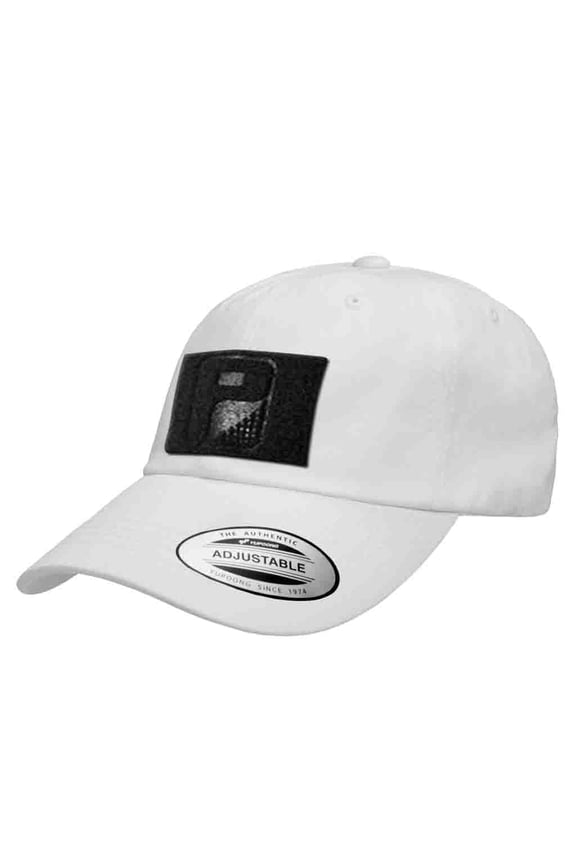 Tactical Hat | Dad Cap Curved Bill with Brass Buckle Closure | 2x3 Inch Loop Surface to Attach Morale Hook Patches | (White)