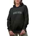 thumbnail image 1 of Curved Book Nerd Word, Reading Lover Merch Gift, Black Hooded Sweatshirt or Hoodie, Large, 1 of 5