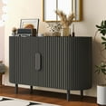 thumbnail image 1 of Curved Buffet Cabinet with Storage, BUG HULL 48 inch Kitchen Sideboard Cabinet with 4 Doors, Coffee Bar Cabinet Storage Cabinet for Dining Room, Living Room, Walnut, 1 of 8