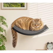 PELUOMOZ Wall Mounted Cat Hammock, Gray Curved Cat Nest Perch with Sisal Pad for Indoor Cats