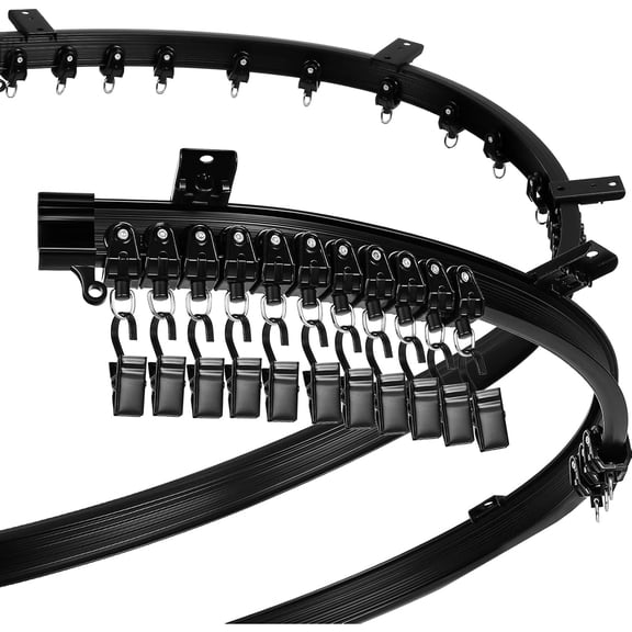 Curved Ceiling Curtain Track 8 m/ 26 ft Bendable Mount for Curtain Rail Bunk Bed Bay Window Room Divider Flexible Straight (Black)