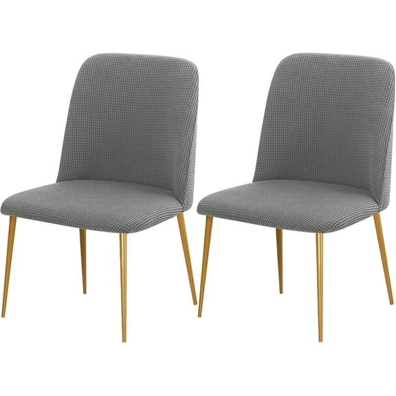 Curved  Chair Covers for Dining Room, Mid Century Modern Chair Slipcovers, Semi Circle  Chair Seat Protector for Kitchen Living Room (2PCS, C-Dark Grey)