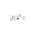 thumbnail image 1 of Curved Coffee Table with Storage & Stools - White High Gloss Finish, 1 of 11