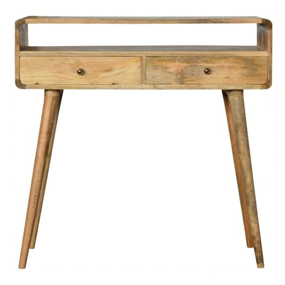 Curved Console Table In Solid Wood Oak - Enhance Your Home Appeal Functional Improve Decor