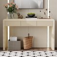 thumbnail image 1 of Curved Console Table with 3 Fluted Drawers, Versatile 53'' Long Accent Entryway Table Sofa Table with Adjustable Feet for Living Room, Apricot, 1 of 7