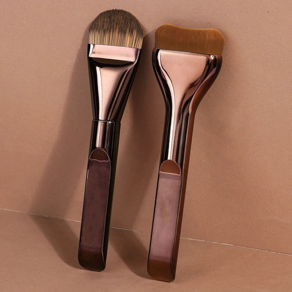 Curved Contour Foundation Brush, Soft Dense Synthetic Bristles, Ergonomic Handle, Precise Application For Foundation, Contour & Bronzer, Seamless Blending Finish, Suitable For All Skin Types