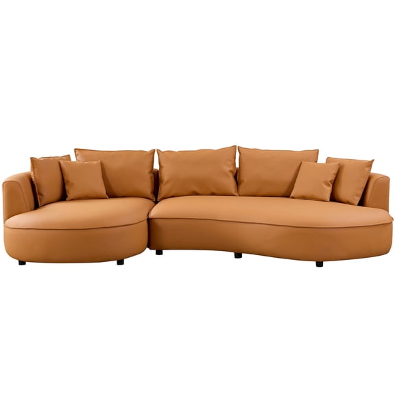 Curved Design 5-Seat Eco-leather Sofa / Durable and Stable for Long-Term Use