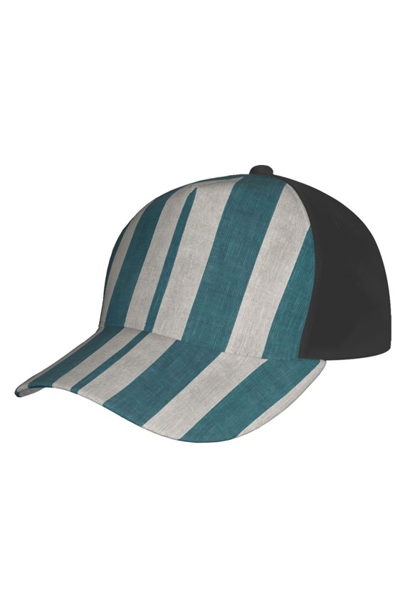 Curved Design Along The Top Of The Baseball Cap Reinforced Adjustable Breasted Four Seasons Available Cyan Stripe_2