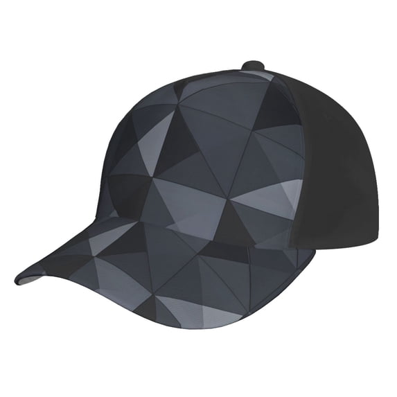 Curved Design Along The Top Of The Baseball Cap Reinforced Adjustable Breasted Four Seasons Available Dark Gray Geometric Patterns_1 (1)