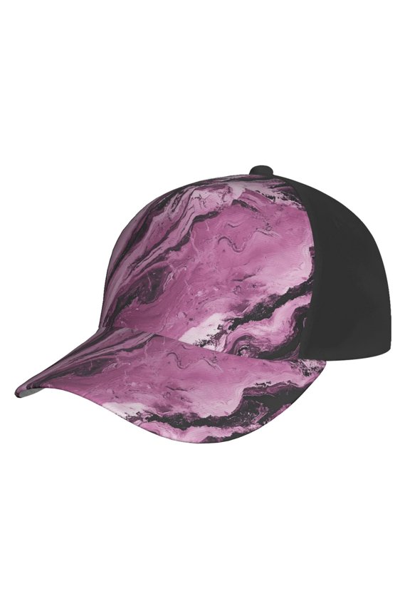 Curved Design Along The Top Of The Baseball Cap Reinforced Adjustable Breasted Four Seasons Available Darkmagenta Marble_1