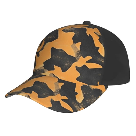 Curved Design Along The Top Of The Baseball Cap Reinforced Adjustable Breasted Four Seasons Available Texture Camo Army Orange_3
