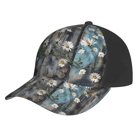 Curved Design Along The Top Of The Baseball Cap Reinforced Adjustable Breasted Four Seasons Available Turquoise Wood Farmhouse Sunflowers (2)
