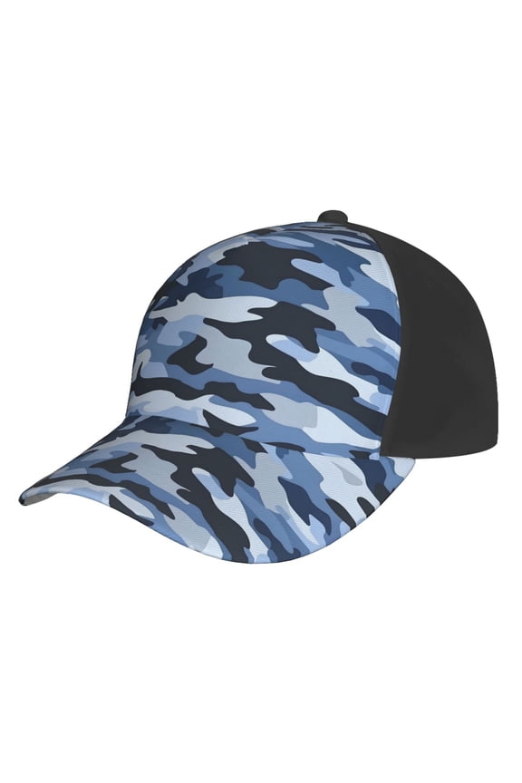 Curved Design Along The Top Of The Baseball Cap Reinforced Adjustable Breasted Four Seasons Available Vector Camouflage Pattern Blue_4