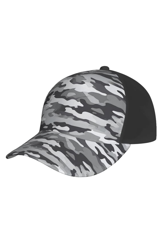 Curved Design Along The Top Of The Baseball Cap Reinforced Adjustable Breasted Four Seasons Available Vector Camouflage Pattern Gray_1