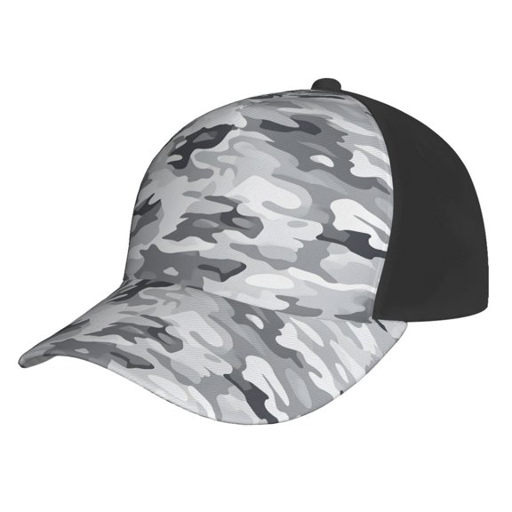 Curved Design Along The Top Of The Baseball Cap Reinforced Adjustable Breasted Four Seasons Available Vector Camouflage Pattern Gray_3